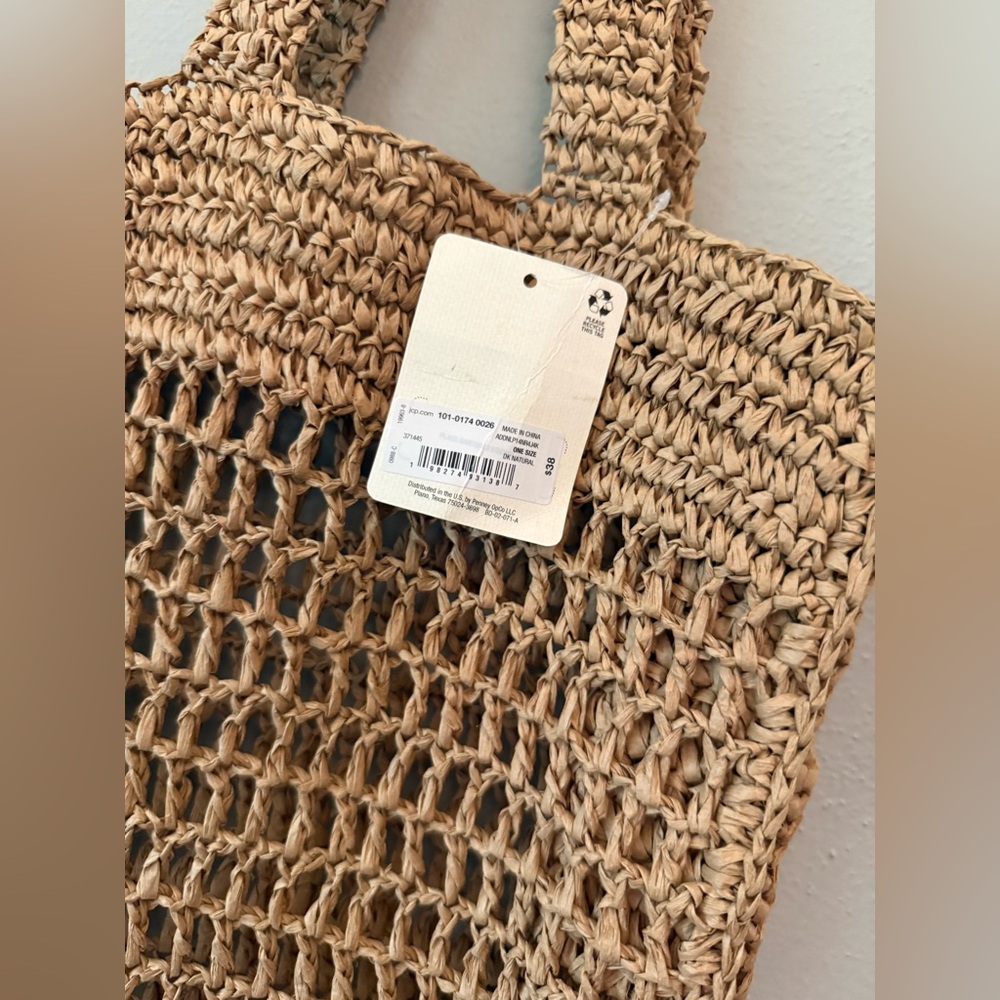 a.n.a Tan Woven Crochet Tote Bag - Picture 2 of 3